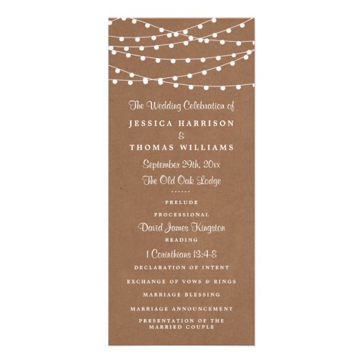 Rustic Kraft String programme de mariage (Devant)