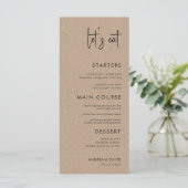 Rustic Kraft Style Laten we het simpele bruiloft v Menu (Staand voorkant)