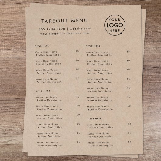 Rustic Kraft Takeout | Menu Restaurant Takeaway