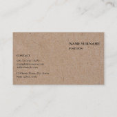 Rustic Kraft-Textured Paper Minimalist Generic Visitekaartje (Achterkant)
