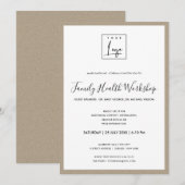 RUSTIC KRAFT TEXTUUR UW LOGO WORKSHOP EVENEMENT KAART (Voorkant / Achterkant)