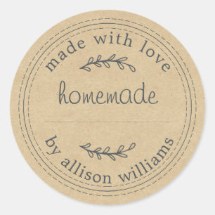Rustic Kraft Thuisgemaakt Ronde Sticker