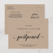 Rustic Kraft,, Uitnodiging Trouwdag Uitgesteld (Voorkant / Achterkant)