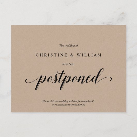 Rustic Kraft,, Uitnodiging Trouwdag Uitgesteld (Voorkant)