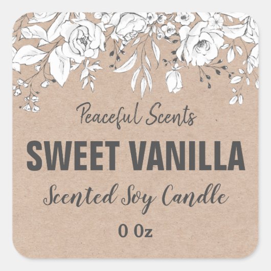 Rustic Kraft Vanilla Soy Candle Product Labels (Voorkant)