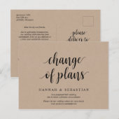 Rustic Kraft, verandering van plan, bruiloft uitge Briefkaart (Voorkant / Achterkant)