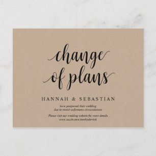 Rustic Kraft, verandering van plan, bruiloft uitge Briefkaart
