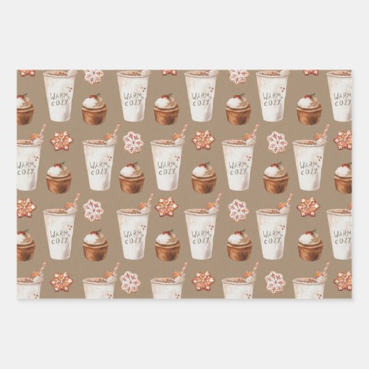 Rustic Kraft Warm Cozy Hot Cocoa Cupcakes Cookies Inpakpapier Vel (Voorkant 2)
