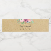 Rustic Kraft Waterverf Bloemen Huwelijk Waterfles Etiket (Enkel label)