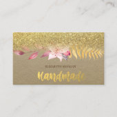 Rustic, Kraft, Waterverf Flower, Glitter Ombre Visitekaartje (Voorkant)