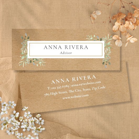 Rustic Kraft Waterverf Greenery Professional Mini Visitekaartje