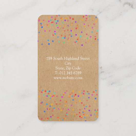 Rustic Kraft Wedding Confetti Boho Stijlvol Visitekaartje (Achterkant)