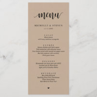 Rustic Kraft Wedding Elopement Menu