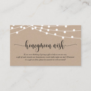 Rustic kraft, Wedding Honeymoon Wish of Fund Informatiekaartje