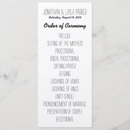 Rustic Kraft Wedding Programme (Devant)