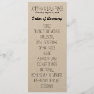 Rustic Kraft Wedding Programme Programma