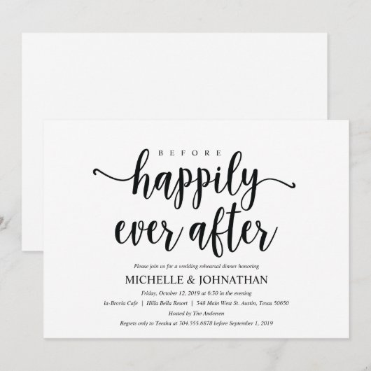 Rustic Kraft Wedding Rehearsal Dinner Invites Kaart (Voorkant / Achterkant)