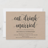 Rustic Kraft Wedding Rehearsal Dinner Invites Kaart (Voorkant)