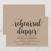 Rustic Kraft Wedding Repetitie Diner Uitnodigt Kaart (Voorkant / Achterkant)