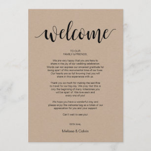 Rustic Kraft Wedding Welkom en reisschema Kaart