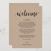 Rustic Kraft Wedding Welkom en reisschema Kaart (Voorkant / Achterkant)