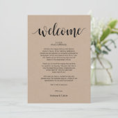 Rustic Kraft Wedding Welkom en reisschema Kaart (Staand voorkant)