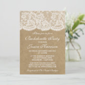 Rustic Kraft  White Lace Bachelorette Party Kaart (Staand voorkant)