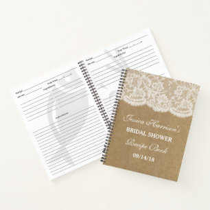 Rustic Kraft & White Lace Vrijgezellenfeest Recipe Notitieboek