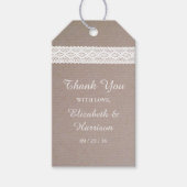 Rustic Kraft & White Lace Wedding Cadeaulabel (Voorkant)