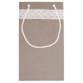 Rustic Kraft &  White Lace Wedding Klein Cadeauzakje (Achterkant)