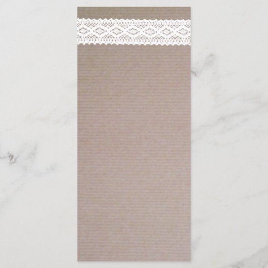 Rustic Kraft & White Lace Wedding Menu (Achterkant)