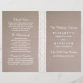 Rustic Kraft &  White Lace Wedding Programme (Voorkant)