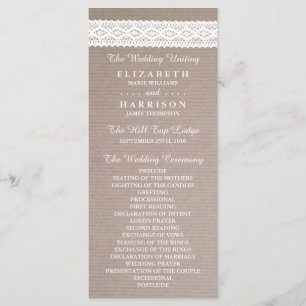 Rustic Kraft & White Lace Wedding Programme Programma