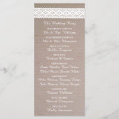 Rustic Kraft & White Lace Wedding Programme Programma (Achterkant)