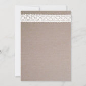 Rustic Kraft, White Lace Wedding Rehearsal Dinner Kaart (Achterkant)