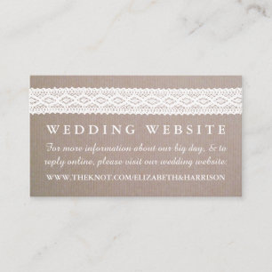 Rustic Kraft &  White Lace Wedding Website Informatiekaartje