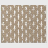 Rustic Kraft White Woodland Sparse Spruce Tree Cadeaupapier (Vlak)