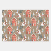 Rustic Kraft Winter Holiday Gift-Giving Animals Inpakpapier Vel (Voorkant)