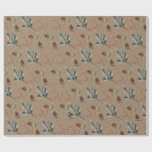 Rustic Kraft Winter Spruce Cones & Berries Small Cadeaupapier (Vlak)