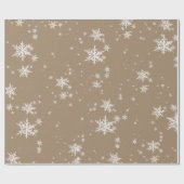 Rustic Kraft Winter White Snowflakes Matte Cadeaupapier (Vlak)