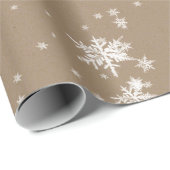 Rustic Kraft Winter White Snowflakes Matte Cadeaupapier (Rol Hoek)