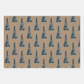 Rustic Kraft Winter Woodland Blue Spruce Trees Inpakpapier Vel (Voorkant)