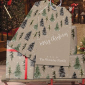 Rustic Kraft Winter Woodland Snowy Spruce Trees Cadeaulabel
