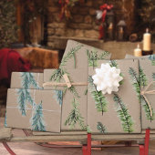 Rustic Kraft Winter Woodland Spruce Tree Branch Inpakpapier Vel