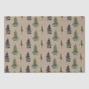 Rustic Kraft Woodland Forest Spruce Pine Tree Tissuepapier