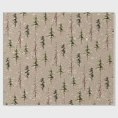 Rustic Kraft Woodland Sparse Scraggly Spruce Trees Cadeaupapier (Vlak)