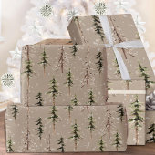 Rustic Kraft Woodland Sparse Scraggly Spruce Trees Cadeaupapier