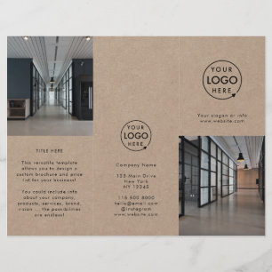 Rustic Kraft Zakelijke Foto Trifold Brochure