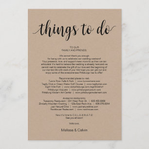 Rustic Kraft, Zwart, Dingen om te doen, Reisschema Programma