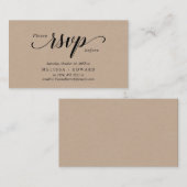 Rustic Kraft, zwart script, RSVP reageren Informatiekaartje (Voorkant / Achterkant)